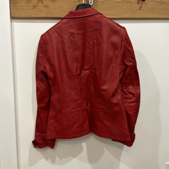 Buttery Soft Red Leather Blazer - Picture 5 of 5